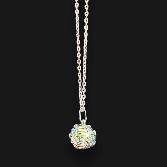 NEW Crystal Ball Cage Chime Ball Pendant Aromatherapy Necklace 28" - Picture 3 of 4